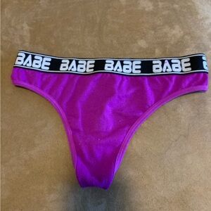 BABE Thong Panty in Magenta and Black